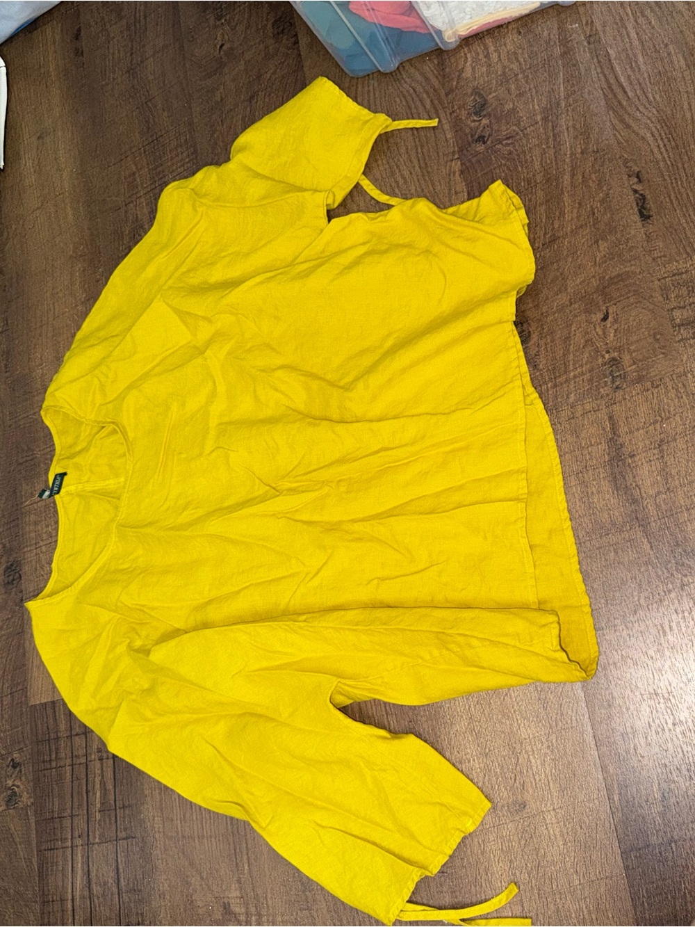For Cynthia Sunny Yellow Tie-Sleeve Blouse